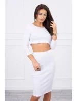 Súprava blúzky a sukne v bielej farbe