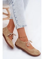 Kožené semišové baleríny Barefoot so šnurovaním Zazoo 021 Beige Kožené semišové baleríny Barefoot so šnurovaním Zazoo 021 Beige