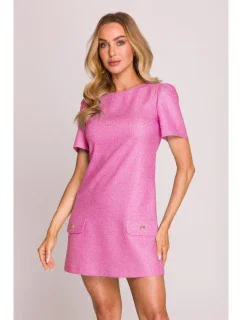 M855 Mini šaty áčkového strihu - fuchsiové
