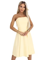 641-3 VIVIENNE korzetové midi šaty s opaskom - pastelovo žlté