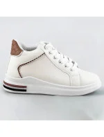 Bielo-hnedé športové topánky so skrytým klinom (666-16)