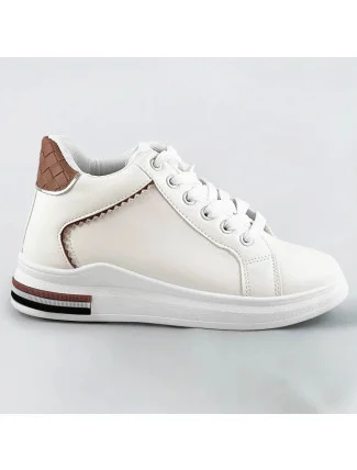 Bielo-hnedé športové topánky so skrytým klinom (666-16)