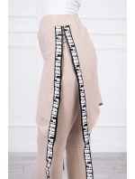 Nohavice/oblek s nápisom selfie beige