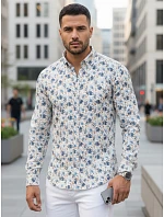 Pánska kvetinová biela košeľa FashionStreet DX2634 Pánska kvetinová biela košeľa FashionStreet DX2634