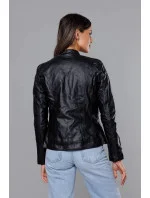 Čierna bunda ramoneska so stojačikom (11Z8010)