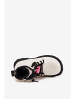 Zateplené dětské lakované kotníkové boty s přezkou Medvídek Bílá Jovellea