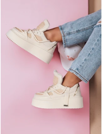 Dámske tenisky na vysokej platforme UPSOLE nature FashionStreet ZY0803 Dámske tenisky na vysokej platforme UPSOLE nature FashionStreet ZY0803