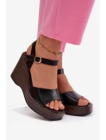 Dámské sandály na platformě Eko kůže Černé Parilisse