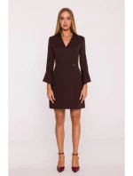 M876 Šaty so širokými manžetami - hnedé