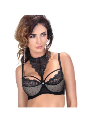 Dámska polopriliehavá push-up podprsenka Black with Body - Pink