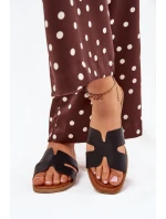 Klapki Damskie Płaskie Z Wycięciami Czarne Salyra