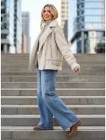 FashionStreet béžová dámska bunda z ovčej kože ramones TY5245z