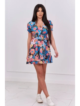 Kvetinové šaty s výstrihom do V čiernej