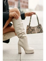 Wsuwane Kozaki Na Słupku I Platformie Z Marszczeniem Ocieplane Jasnobeżowe Beridra