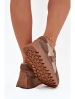 Zamszowe Sneakersy Damskie Ocieplane Na Platformie Big Star OO274A218 HI-POLY SYSTEM Brązowe