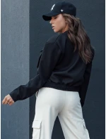 Dámska bunda bomber PRIEV black FashionStreet TY4307 Dámska bunda bomber PRIEV black FashionStreet TY4307