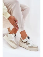 Buty Sportowe Damskie Na Platformie Panterka Beżowe Lorori