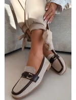 Dámske mokasíny Loafers s ozdobným prvkom, hnedo-béžové, Evelora Dámske mokasíny Loafers s ozdobným prvkom, hnedo-béžové, Evelora