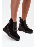 Dámské kotníčkové boty na platformě D&A MR52-106 Černé