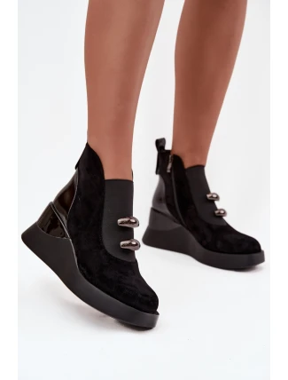 Dámské kotníčkové boty na platformě D&A MR52-106 Černé