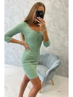 Šaty s gombíkovým výstrihom tmavo mätové Šaty s gombíkovým výstrihom tmavo mätové