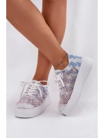 Sneakersy Damskie Na Platformie Z Szydełkową Cholewką Multikolor Mirietto