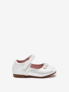 Balerinki Dziecięce Na Rzep Z Kwiatuszkami Białe Nikione