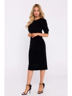 M827 Zamatové plášťové šaty - čierne