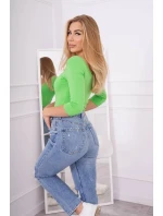 Svetlo zelená blúzka s okrúhlym výstrihom