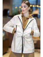 Tenká dámska bunda v perlovej farbe so stojačikom (AG5-017) Tenká dámska bunda v perlovej farbe so stojačikom (AG5-017)