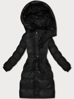 Prešívaná zimná bunda J Style s opaskom čierna (5M3253-392)