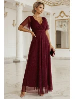 Dlhé lesklé šaty 635-5 MELANIA bordová - Numoco Dlhé lesklé šaty 635-5 MELANIA bordová - Numoco