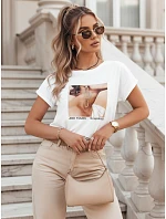 Dámske bavlnené tričko FALCI white FashionStreet RY2398 Dámske bavlnené tričko FALCI white FashionStreet RY2398