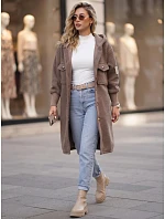 Dámsky dlhý kabát z ovčej kože s kapucňou Fango FashionStreet NY0799