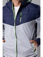 Pánska športová bunda zo zmiešanej tkaniny tmavo modrá - limetková (8M901-215)