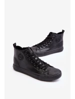 Pánske zateplené tenisky so zipsom čierne Big Star MM174012 Pánske zateplené tenisky so zipsom čierne Big Star MM174012