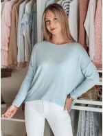 Dámsky nadrozmerný jednoduchý sveter SENZIA modrý FashionStreet MY2448 Dámsky nadrozmerný jednoduchý sveter SENZIA modrý FashionStreet MY2448