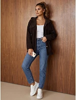 Dámska oversizeová kordová bunda s kapucňou v čokoládovej farbe FashionStreet TY6050 Dámska oversizeová kordová bunda s kapucňou v čokoládovej farbe FashionStreet TY6050