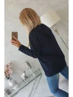 Oversize tmavo modrá tunika na zips s kapucňou Oversize tmavo modrá tunika na zips s kapucňou