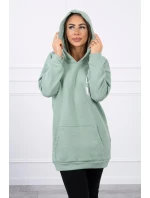 Mikina s kapucňou a nášivkami tmavo mätová