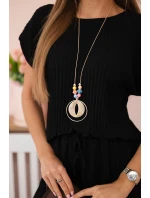 Viskózový set plisovaná blúzka + nohavice čierna