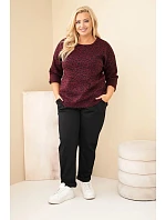 Dámska blúzka vo veľkosti Plus Size s leopardím vzorom a predĺženým zadným dielom v bordovo-červenej farbe Dámska blúzka vo veľkosti Plus Size s leopardím vzorom a predĺženým zadným dielom v bordovo-červenej farbe