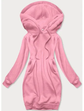 Svetloružová dlhá tepláková mikina (YS10005-20)