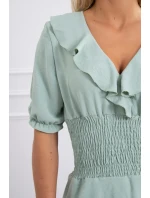 Tmavo mätové šaty do pása Tmavo mätové šaty do pása