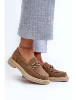 Dámske semišové mokasíny na podpätku s ozdobou D&A Brown