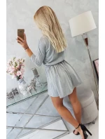 Šaty s flitrovým vreckom šedé