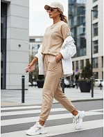Dámsky bavlnený teplákový komplet RIZNA beige FashionStreet AY1035