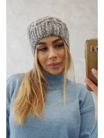 Fleecová čiapka Adela K282 svetlo šedá + fialová