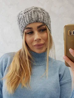 Fleecová čiapka Adela K282 svetlo šedá + fialová