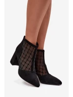 Botki Damskie Na Słupku Z Siateczką D&A LZ52-944 Czarne